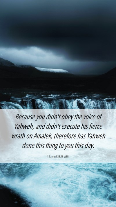 Picture 06 - 1 Samuel 28:18 WEB Mobile Phone Wallpaper - Because you didn't obey the voice of Yahweh, and - Mobile Bible Verse Wallpaper