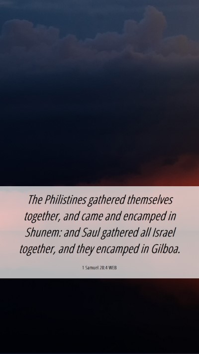 Picture 06 - 1 Samuel 28:4 WEB Mobile Phone Wallpaper - The Philistines gathered themselves together, and - Mobile Bible Verse Wallpaper