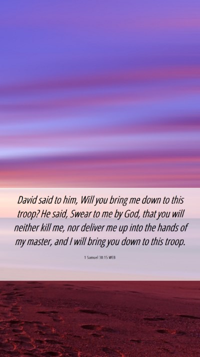 Picture 06 - 1 Samuel 30:15 WEB Mobile Phone Wallpaper - David said to him, Will you bring me down to this - Mobile Bible Verse Wallpaper