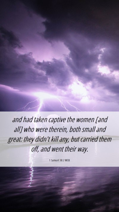 Picture 06 - 1 Samuel 30:2 WEB Mobile Phone Wallpaper - and had taken captive the women [and all] who - Mobile Bible Verse Wallpaper