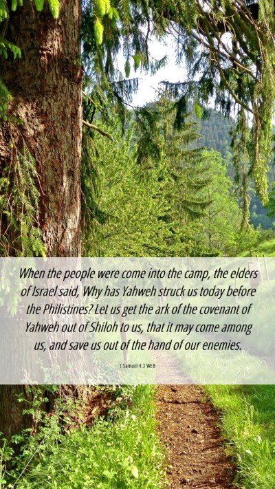Picture 06 - 1 Samuel 4:3 WEB Mobile Phone Wallpaper - When the people were come into the camp, the - Mobile Bible Verse Wallpaper
