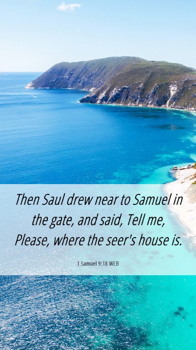 Picture 06 - 1 Samuel 9:18 WEB Mobile Phone Wallpaper - Then Saul drew near to Samuel in the gate, and - Mobile Bible Verse Wallpaper