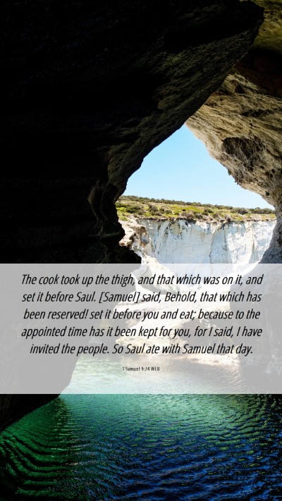 Picture 06 - 1 Samuel 9:24 WEB Mobile Phone Wallpaper - The cook took up the thigh, and that which was on - Mobile Bible Verse Wallpaper