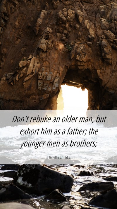 Picture 06 - 1 Timothy 5:1 WEB Mobile Phone Wallpaper - Don't rebuke an older man, but exhort him as a - Mobile Bible Verse Wallpaper