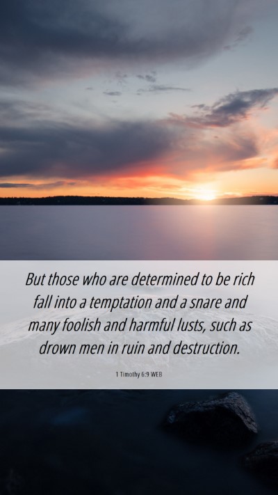Picture 06 - 1 Timothy 6:9 WEB Mobile Phone Wallpaper - But those who are determined to be rich fall into - Mobile Bible Verse Wallpaper