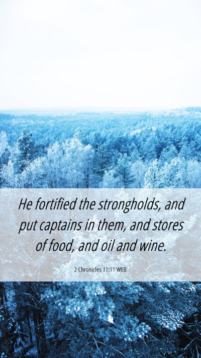 Picture 06 - 2 Chronicles 11:11 WEB Mobile Phone Wallpaper - He fortified the strongholds, and put captains in - Mobile Bible Verse Wallpaper