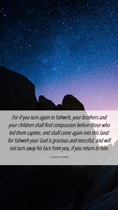 Picture 06 - 2 Chronicles 30:9 WEB Mobile Phone Wallpaper - For if you turn again to Yahweh, your brothers - Mobile Bible Verse Wallpaper