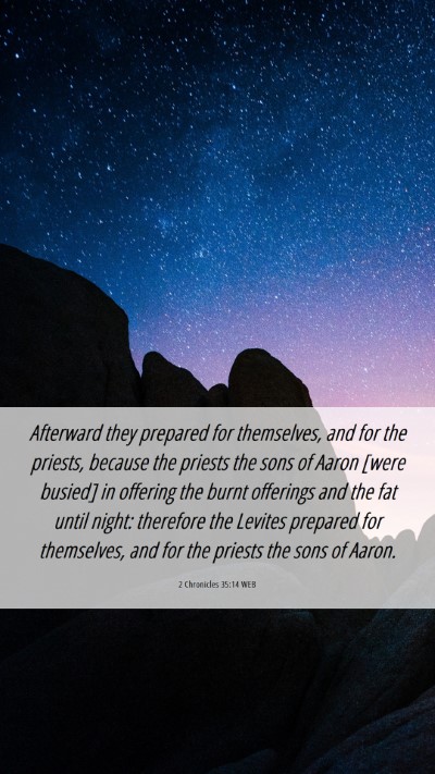 Picture 06 - 2 Chronicles 35:14 WEB Mobile Phone Wallpaper - Afterward they prepared for themselves, and for - Mobile Bible Verse Wallpaper