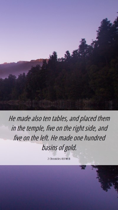 Picture 06 - 2 Chronicles 4:8 WEB Mobile Phone Wallpaper - He made also ten tables, and placed them in the - Mobile Bible Verse Wallpaper