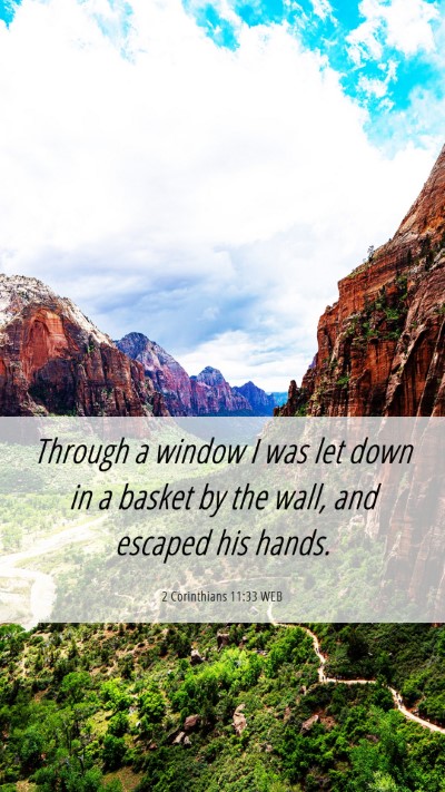 Picture 06 - 2 Corinthians 11:33 WEB Mobile Phone Wallpaper - Through a window I was let down in a basket by - Mobile Bible Verse Wallpaper