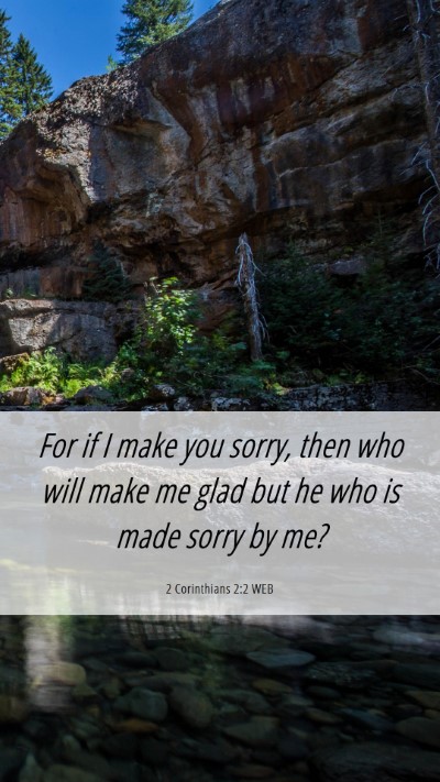 Picture 06 - 2 Corinthians 2:2 WEB Mobile Phone Wallpaper - For if I make you sorry, then who will make me - Mobile Bible Verse Wallpaper