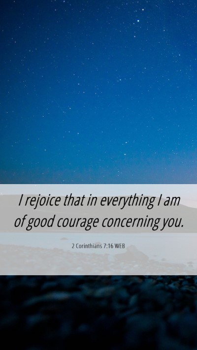 Picture 06 - 2 Corinthians 7:16 WEB Mobile Phone Wallpaper - I rejoice that in everything I am of good courage - Mobile Bible Verse Wallpaper