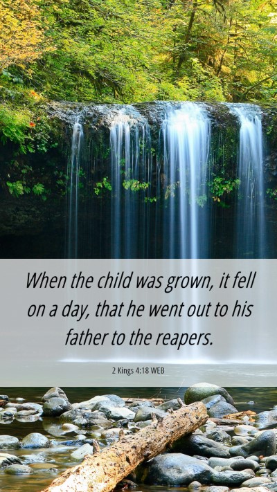 Picture 06 - 2 Kings 4:18 WEB Mobile Phone Wallpaper - When the child was grown, it fell on a day, that - Mobile Bible Verse Wallpaper