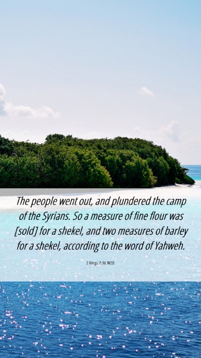 Picture 06 - 2 Kings 7:16 WEB Mobile Phone Wallpaper - The people went out, and plundered the camp of - Mobile Bible Verse Wallpaper