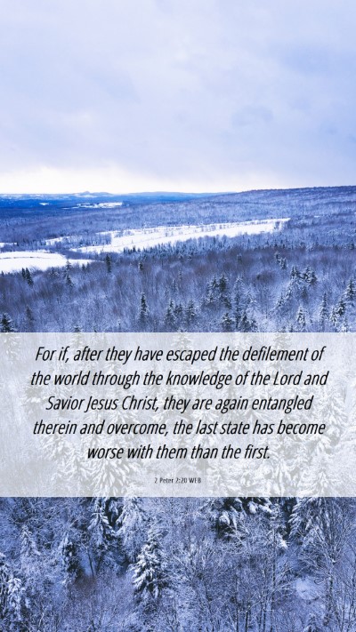 Picture 06 - 2 Peter 2:20 WEB Mobile Phone Wallpaper - For if, after they have escaped the defilement of - Mobile Bible Verse Wallpaper