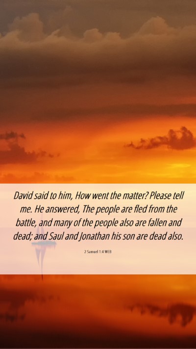 Picture 06 - 2 Samuel 1:4 WEB Mobile Phone Wallpaper - David said to him, How went the matter? Please - Mobile Bible Verse Wallpaper