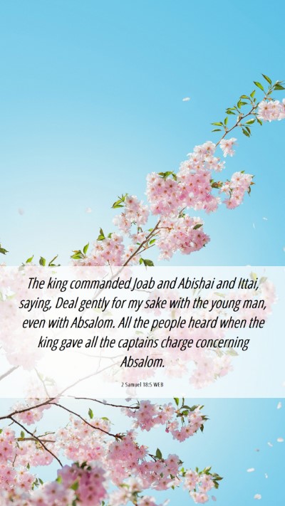 Picture 06 - 2 Samuel 18:5 WEB Mobile Phone Wallpaper - The king commanded Joab and Abishai and Ittai, - Mobile Bible Verse Wallpaper