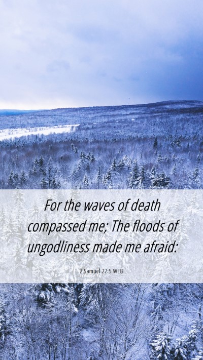 Picture 06 - 2 Samuel 22:5 WEB Mobile Phone Wallpaper - For the waves of death compassed me; The floods - Mobile Bible Verse Wallpaper