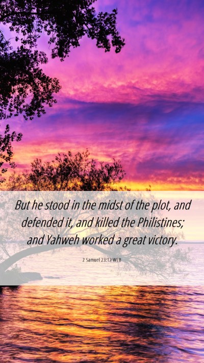 Picture 06 - 2 Samuel 23:12 WEB Mobile Phone Wallpaper - But he stood in the midst of the plot, and - Mobile Bible Verse Wallpaper