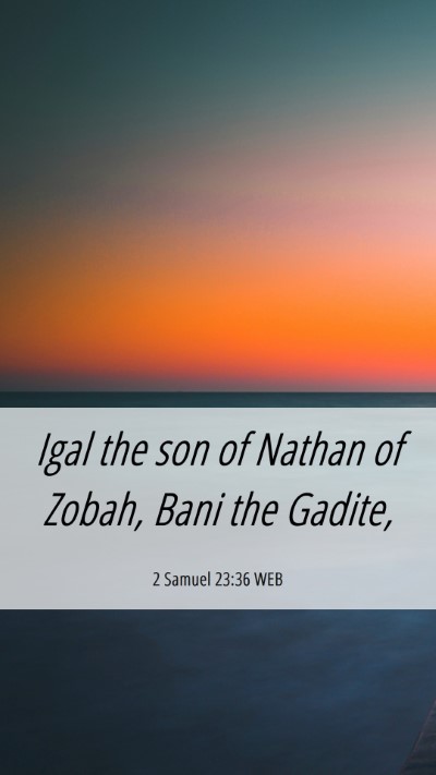 Picture 06 - 2 Samuel 23:36 WEB Mobile Phone Wallpaper - Igal the son of Nathan of Zobah, Bani the - Mobile Bible Verse Wallpaper