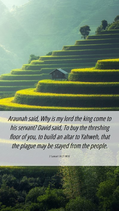 Picture 06 - 2 Samuel 24:21 WEB Mobile Phone Wallpaper - Araunah said, Why is my lord the king come to his - Mobile Bible Verse Wallpaper
