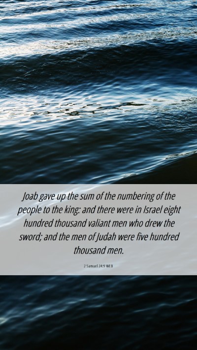 Picture 06 - 2 Samuel 24:9 WEB Mobile Phone Wallpaper - Joab gave up the sum of the numbering of the - Mobile Bible Verse Wallpaper