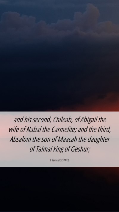 Picture 06 - 2 Samuel 3:3 WEB Mobile Phone Wallpaper - and his second, Chileab, of Abigail the wife of - Mobile Bible Verse Wallpaper