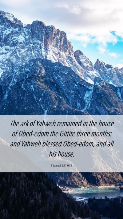 Picture 06 - 2 Samuel 6:11 WEB Mobile Phone Wallpaper - The ark of Yahweh remained in the house of - Mobile Bible Verse Wallpaper