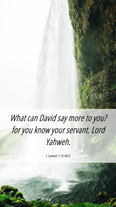 Picture 06 - 2 Samuel 7:20 WEB Mobile Phone Wallpaper - What can David say more to you? for you know your - Mobile Bible Verse Wallpaper
