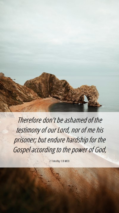 Picture 06 - 2 Timothy 1:8 WEB Mobile Phone Wallpaper - Therefore don't be ashamed of the testimony of - Mobile Bible Verse Wallpaper