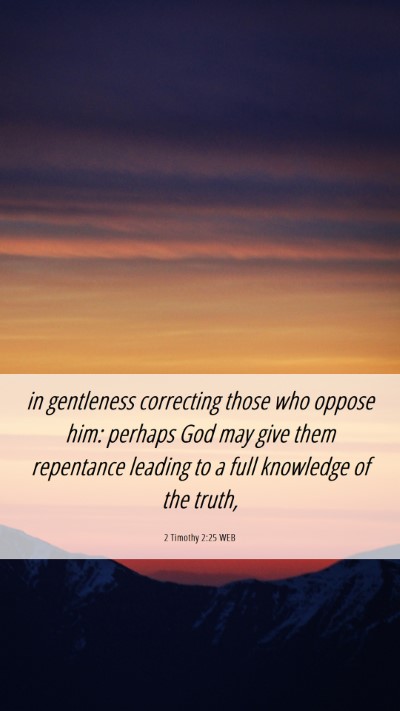 Picture 06 - 2 Timothy 2:25 WEB Mobile Phone Wallpaper - in gentleness correcting those who oppose him: - Mobile Bible Verse Wallpaper