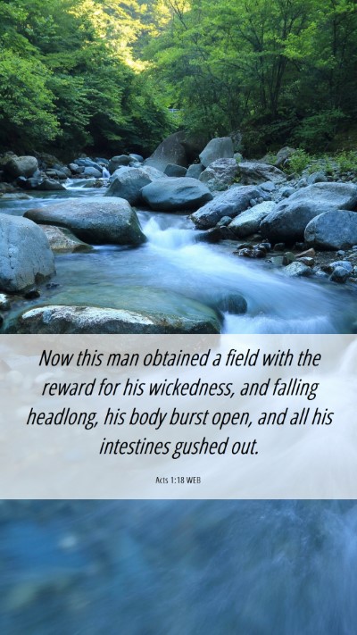 Picture 06 - Acts 1:18 WEB Mobile Phone Wallpaper - Now this man obtained a field with the reward for - Mobile Bible Verse Wallpaper