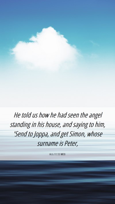 Picture 06 - Acts 11:13 WEB Mobile Phone Wallpaper - He told us how he had seen the angel standing in - Mobile Bible Verse Wallpaper
