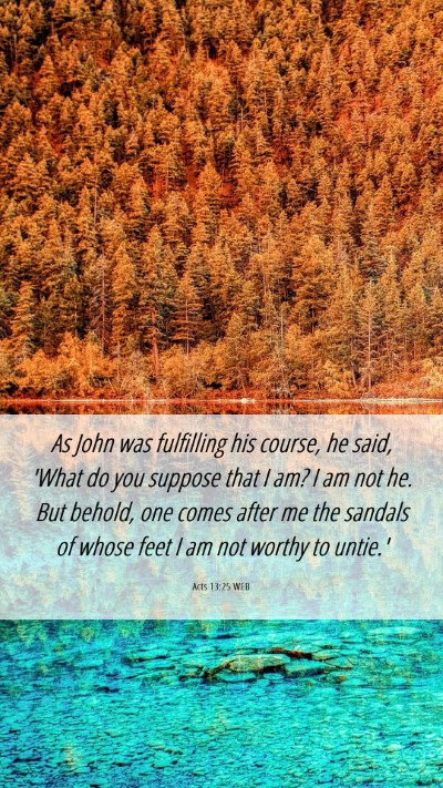 Picture 06 - Acts 13:25 WEB Mobile Phone Wallpaper - As John was fulfilling his course, he said, 'What - Mobile Bible Verse Wallpaper