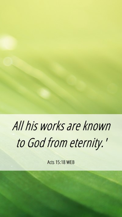 Picture 06 - Acts 15:18 WEB Mobile Phone Wallpaper - All his works are known to God from - Mobile Bible Verse Wallpaper