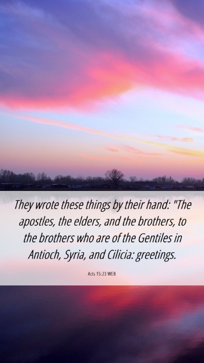 Picture 06 - Acts 15:23 WEB Mobile Phone Wallpaper - They wrote these things by their hand: 