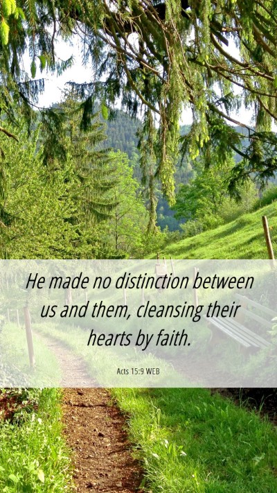 Picture 06 - Acts 15:9 WEB Mobile Phone Wallpaper - He made no distinction between us and them, - Mobile Bible Verse Wallpaper