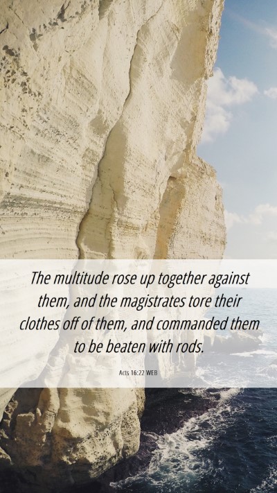 Picture 06 - Acts 16:22 WEB Mobile Phone Wallpaper - The multitude rose up together against them, and - Mobile Bible Verse Wallpaper