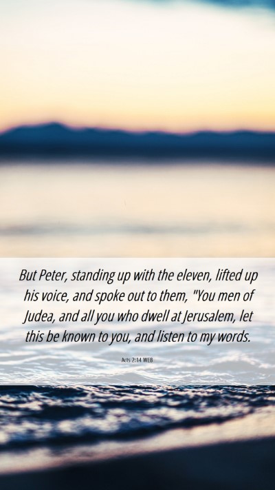 Picture 06 - Acts 2:14 WEB Mobile Phone Wallpaper - But Peter, standing up with the eleven, lifted up - Mobile Bible Verse Wallpaper