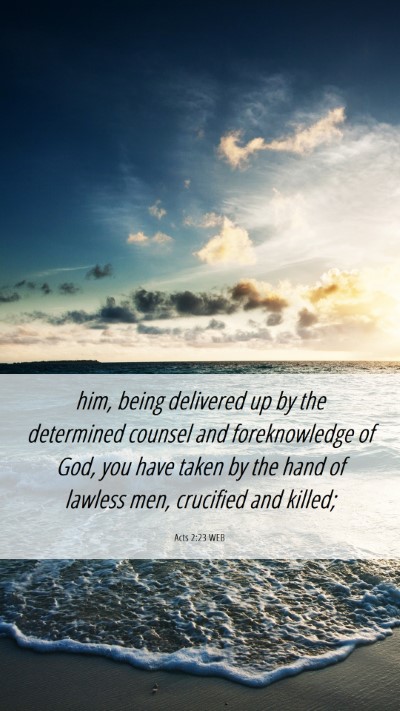 Picture 06 - Acts 2:23 WEB Mobile Phone Wallpaper - him, being delivered up by the determined counsel - Mobile Bible Verse Wallpaper