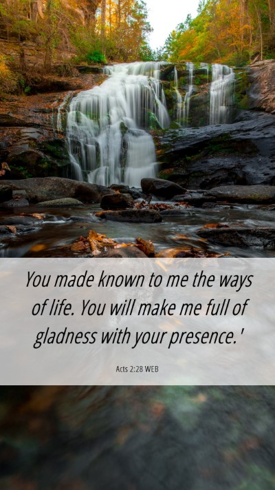 Picture 06 - Acts 2:28 WEB Mobile Phone Wallpaper - You made known to me the ways of life. You will - Mobile Bible Verse Wallpaper