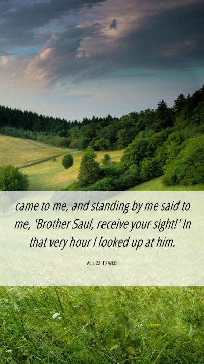 Picture 06 - Acts 22:13 WEB Mobile Phone Wallpaper - came to me, and standing by me said to me, - Mobile Bible Verse Wallpaper