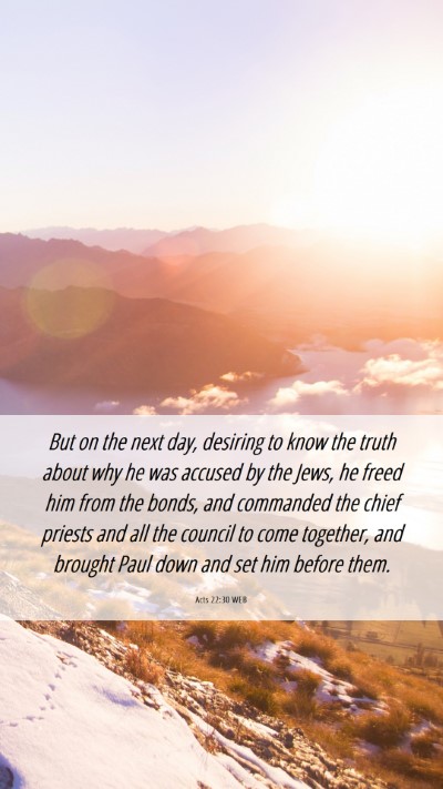 Picture 06 - Acts 22:30 WEB Mobile Phone Wallpaper - But on the next day, desiring to know the truth - Mobile Bible Verse Wallpaper