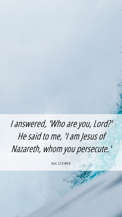 Picture 06 - Acts 22:8 WEB Mobile Phone Wallpaper - I answered, 'Who are you, Lord?' He said to me, - Mobile Bible Verse Wallpaper