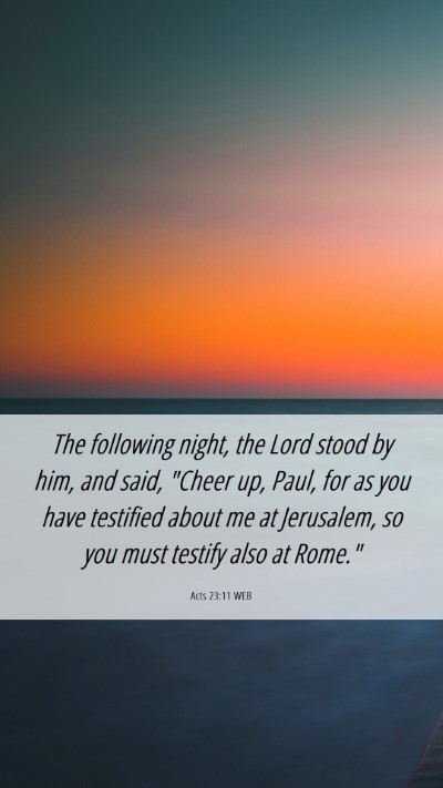 Picture 06 - Acts 23:11 WEB Mobile Phone Wallpaper - The following night, the Lord stood by him, and - Mobile Bible Verse Wallpaper