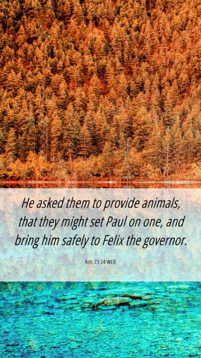 Picture 06 - Acts 23:24 WEB Mobile Phone Wallpaper - He asked them to provide animals, that they might - Mobile Bible Verse Wallpaper