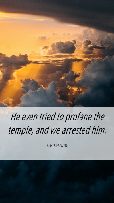 Picture 06 - Acts 24:6 WEB Mobile Phone Wallpaper - He even tried to profane the temple, and we - Mobile Bible Verse Wallpaper