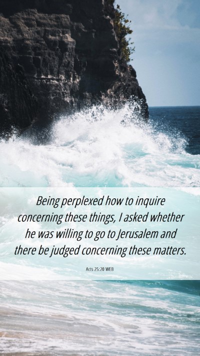 Picture 06 - Acts 25:20 WEB Mobile Phone Wallpaper - Being perplexed how to inquire concerning these - Mobile Bible Verse Wallpaper