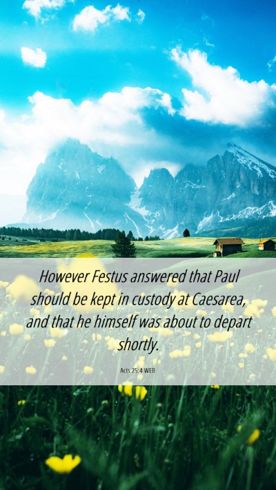 Picture 06 - Acts 25:4 WEB Mobile Phone Wallpaper - However Festus answered that Paul should be kept - Mobile Bible Verse Wallpaper