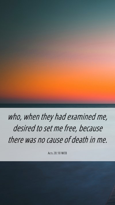 Picture 06 - Acts 28:18 WEB Mobile Phone Wallpaper - who, when they had examined me, desired to set me - Mobile Bible Verse Wallpaper